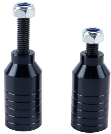 Orivin 2 Stück Pro Stunt-Scooter Pegs – Regenbogenschwarzes Aluminium mit 12,9-Stufenachse und Befestigungsmutter für 5050s Grinds (Schwarz)