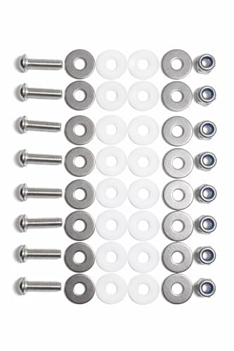 M5x20 Kit Completo Tornillos ISO 7380 A4 (AISI 316) + Tuerca Autoblocante + Arandelas Nylon y Acero – Acero Inoxidable Marino para Barcos y Placas Solares – Bale Mare