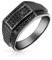 Personalisierter Herrenring mit geometrischem Mikro-Rechteck und schwarzem CZ Zirkonia, Statement-Ring für Männer, .925 Sterling Silber Siegelring, anpassbar.