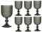 Set of 6 Wine Glasses Grey Embossed 360ml Ribbed Mid-Century Style Wine Goblets Alfresco Dining Glassware (DK48)