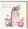 Wrendale - X078 - Weihnachtskarte, Doppelkarte mit Umschlag, Faultier, Slow Gin and Moled Wine, 15cm x 15cm