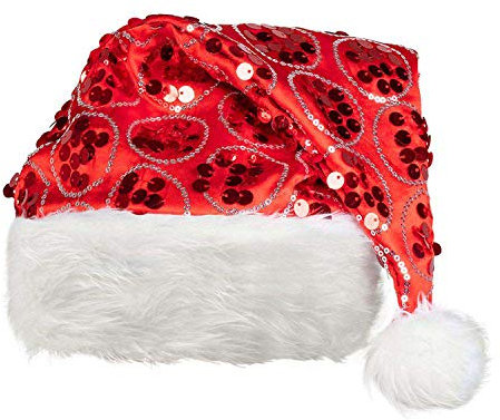 Boland 13399 - Weihnachtsmütze mit Pailletten, 1 Stück, rot, für Erwachsene, Zipfelmütze, Nikolausmütze, Santa Claus, Weihnachten, Winter, Fasching, Karneval Fastnacht, Mottoparty