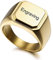MunkiMix Gravierbarer Brief Signet Edelstahl Ringe mit Fett Initial Monogramm Stil Brief Text Namen Ring für Männer Frauen Paare Schmuck Geschenk (Gold 54)