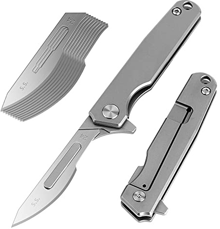 OLITANS T010 Folding Scalpel Titanium Alloy EDC Outdoor Unpacking Pocket Knife With 10pcs #24 Replaceable Blades