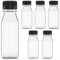 6 Stück 170 ml Kunststoff-Saftflaschen, wiederverwendbar, transparent, für Saft, Milch und andere mit schwarzem Deckel