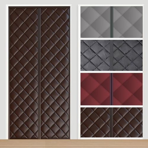 Ufamiluk wärmeschutzvorhang tür 85x205cm thermovorhang kälteschutz Wärmeschutz im Winter hitzeschutz mit kräuselband Magnet Türvorhang Thermo kälteschutz Filz für türen Balkontür Wohnzimmer Außentür