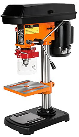 10inch 12-Speed Benchtop Drill Press Stand, Bench Drill Machine, Chuck 3-16mm, Table Top Drill Press for Iron, Aluminum, Wood, Plastic Plate