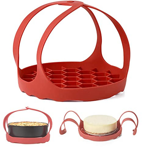 1 Piece of Silicone Steamer Sling, Portable Non-Stick Steamer Sling, Anti-scalding Baking pan Lifting Steamer Rack, Pressure Cooker Silicone Sling, Essential Kitchen Accessories (red)