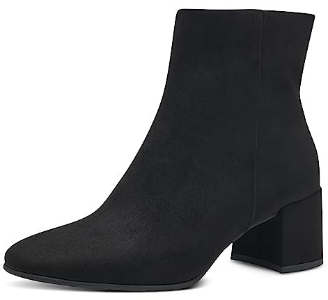 MARCO TOZZI Damen Stiefeletten mit Absatz Elegant mit Reißverschluss, Schwarz (Black), 38 EU