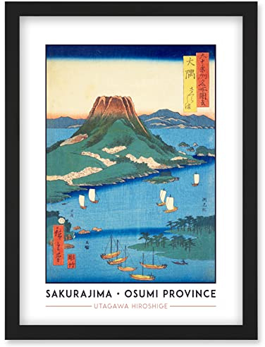 Wee Blue Coo Sakurajima Osumi Province Utagawa Hiroshige Japanese Woodblock Classic Collection Artwork Framed Wall Art Print A4