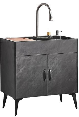 Utilità Commerciale cascata Cucina Lavandino con mobiletto,indipendente lavanderia Lavandino,lavandino del bagno for Lavaggio delle Mani,Alta capacità,materiale in legno massello. ( Size : 68*45*78cm