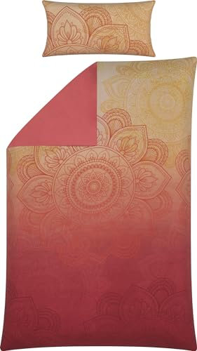 Erwin Müller Wendebettwäsche Mako-Satin orange-rot Größe 155x220 cm (40x80 cm)