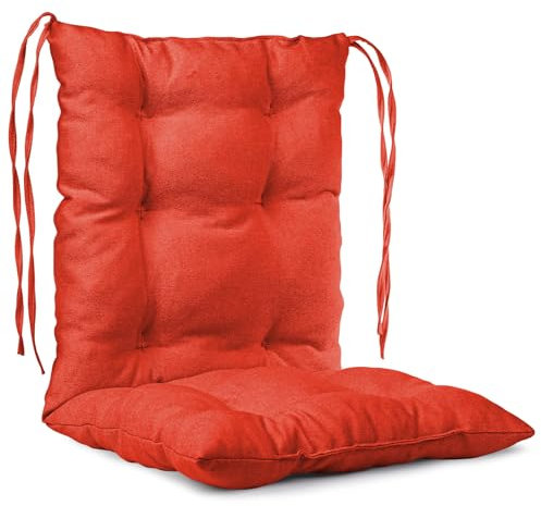 Mg Design Stuhlkissen 50 x 100 cm Sitzkissen rot - Gartenstühle Sitzauflagen aus Polsterstoff, mit weicher Füllung, mit Schnüren zum Binden - Niedriglehner Auflagen