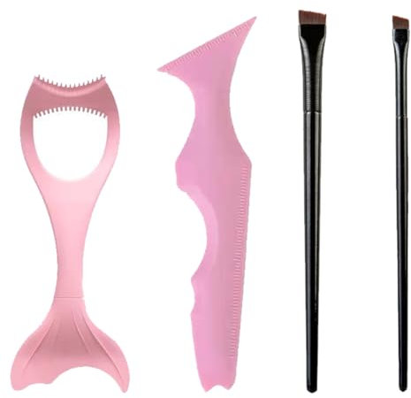 EIHI 2 stencil per stencil eyeliner occhi, in silicone, per eyeliner, 5 in 1, Con 2 spazzole a lama cosmetica per mascara, applicatore di protezione per eyeliner, set di strumenti per il trucco
