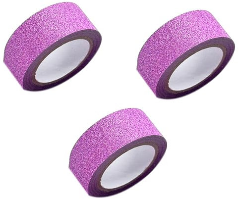 Aoktorkit Lot de 3 rouleaux de ruban adhésif Washi à paillettes - 15 mm x 5 m - Violet rosé