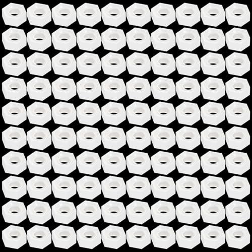 Lyeteung 100 Piezas M3 Tuercas Hexagonales Plástico, Tuerca Hexagonal de Nailon, Tuerca Hexagonal de Nailon de Rosca Gruesa Métrica, Blanco