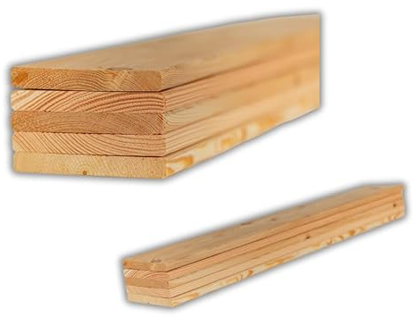 ABAZO - Holzbrett Holzplatte, Holzbretter zum Bauen, Zaunlatten Holz, Glatt Gehobeltes Holz, Terrassendiele, Verschiedene Längen zur Auswahl, 5 Stück Kiefer gefase, 100cm