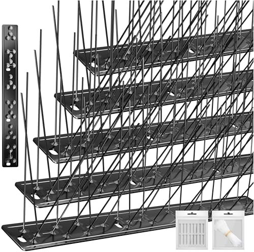 KESSER® Taubenabwehr Vogelabwehr 3m Spikes Set | Vogel/Taubenschreck 304 Edelstahl | Effektiver Tauben/Vogelschutz für Balkon, Dach, Fenster & Garten | Vogel Abschreckung Spieße + Montage Zubehör