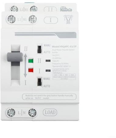 Interruptor de transferencia automático 2P 63A 220V para generador Dual Power Interruptor eléctrico Fuente de alimentación de emergencia conmutación automática Disyuntor Fuente de alimentación