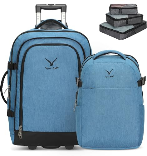 Hynes Eagle Wheeled Backpack 2 in 1 Convertible Travel Backpack 63L, Wheeled Carry On Luggage 43L with Detachable Daypack 20L and Packing Cubes