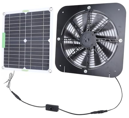 GLOGLOW Ventilador de Escape de Panel Solar de 100 W, Ventilador de Ventilación de Paneles Solares con 13.5 Pulgadas de Alta Velocidad para Invernadero de Pollo Cobertizo para Mascotas Escape de la