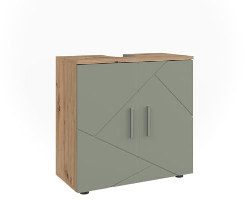 Vicco Waschbeckenunterschrank Irma, Salbeigrün, 60 x 59 cm | Ideal zum Verstauen von Putzmitteln, Handtüchern & Pflegeprodukten