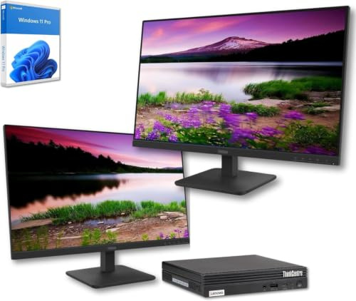 Lenovo Mini pc Bundle con 2x Monitor 27 Pollici Ultra Slim Core i5 10500T 16GB 512GB Win 11 TPM 2 (i5 10500T 16GB 512GB + 2x Monitor 27)