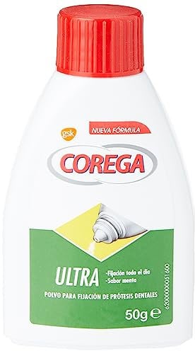 Corega Ultra, PowderToDenture Fixation, Mint Flavor, All Day Hold, 50 g