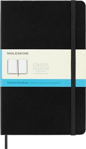 Moleskine Klassisches Notizbuch mit gepunktetem Papier, Hardcover und Gummiband-Verschluss, Farbe Schwarz, Größe Groß 13 x 21 cm, 240 Seiten