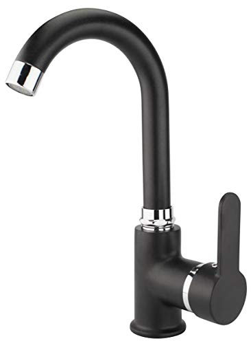 ATCO® Waschtischarmatur RONDO HD schwarz-matt Waschbecken Mischbatterie Küche Einhandmischer Hochdruck Küchenarmatur Wasserhahn Spültischarmatur