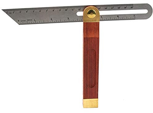 Adjustable Carpentry Square Bevel Gauge, 1 PC Square Wooden Bevel Sliding T Bevel Hardwood Handle Stainless Steel Blade for Woodworking