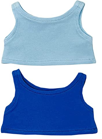 niannyyhouse 20 cm Plüsch-Puppenkleidung, einfarbig, ärmellos, T-Shirt, Puppenkleidung, Hellblau + Blau, 20 cm