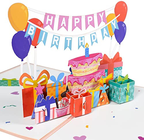 GREETING ART Happy Birthday Karte,Pop Up Geburtstagskarte,3d Pop Up Karte Geburtstag karte für Frau, Mann, Beste Freundin, Kinder