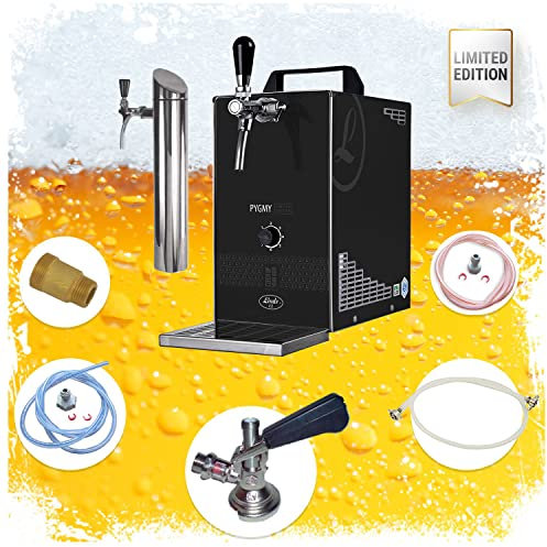 Komplett Set - Bier Zapfanlage, Bierzapfanlage PYGMY 25/K Limited Edition mit Membranpumpe, 1-leitig Trockenkühlgerät aus Edelstahl, 35 L/h, inkl. Schanksäule, Green Line, Zapfkopf:NC Adapter