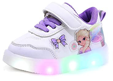 IRON JF ELSA Schuhe,Mädchen LED Leuchtende Schuhe Kinder Glänzende Blitzes Schuhe Leichte Leder Turnschuhe, Trainer Sports laufende,Kinder Sportschuhe (Color : Purple, Size : 24)