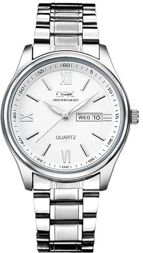 Basfur Herren Analog Quarz Uhr mit Edelstahl Armband Ho-Montre-009-02