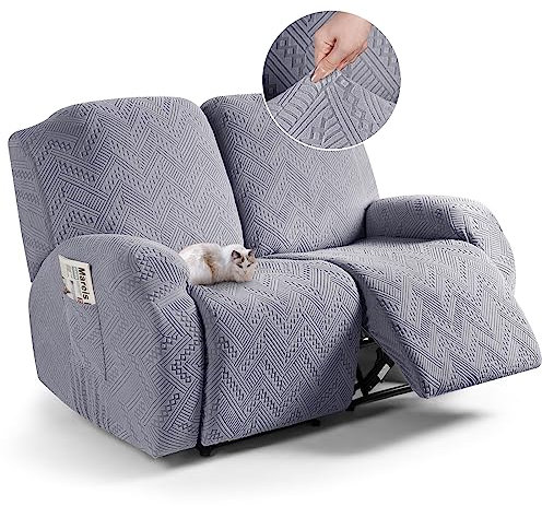 TAOCOCO Recliner Chair Cover, Stretch Sofa Cover 2 Seater With Arm Rest, Couch Cover Soft, Machine Washable Recliner Sofa Protector (Light Grey, 2 seater)