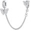 Schmetterling Sicherheitskette für Pandora Armbänder, 925 Sterling Silber Clip Lock Stopper Bead Charms, Schmuck geschenk für Frauen Mädchen