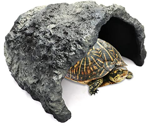 Extra große Reptilien-Höhle, Harz-Höhle, Aquarium-Dekorationen, Zubehör, Eidechse, Schildkröte, Fischversteck, Lebensraum 26 x 24 x 14 cm
