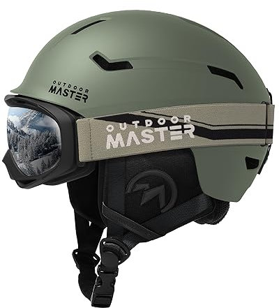 OutdoorMaster Skihelm-Set, Snowboard-Helm mit Brille für Erwachsene - 12 Belüftungsöffnungen - Skihelme für Männer, Frauen und Jugendliche