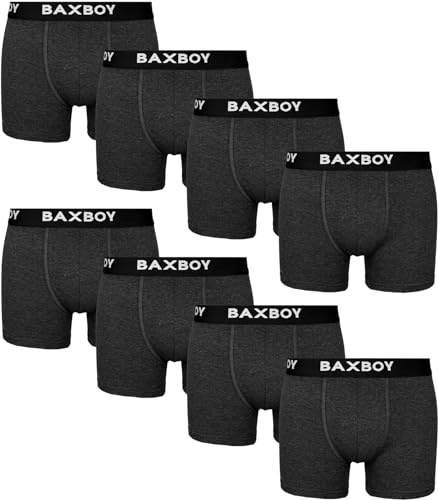 Baxboy Boxershorts Herren 8er Pack S-2XL Multipack mit elastischem Bund Atmungsaktive Baumwolle Unterwäsche Unterhosen Männer Men Retroshorts