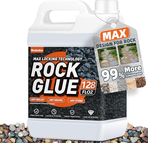 Shabebe 1Gallon Rock Glue for Landscaping, Fast-Dry Non-Toxic, Strong Bond for Pea Gravel & Pebbles, Mulch Glue Binder, Pea Gravel Stabilizer