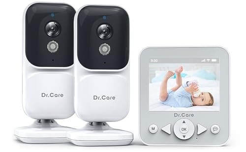NeoView Babyphone mit Kamera, Video Baby Monitor 2.8” Bildschirm, 2-Wege-Audio, Schleifenaufnahme, Nachtsicht, VOX-Überwachung, Temperatursensor, Schlaflieder, Gürtelclip (2 Kameras + 1 Monitor)
