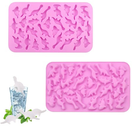 ZWWOGE 2 Pezzi stampi in silicone a forma di dinosauro, 30 Cavità Stampo in Silicone di Dinosauro, Stampo per Torta a Forma Animale,per Cubetti di Ghiaccio, Dolce,Muffin,Cuocere al Forno,Candele,Torta