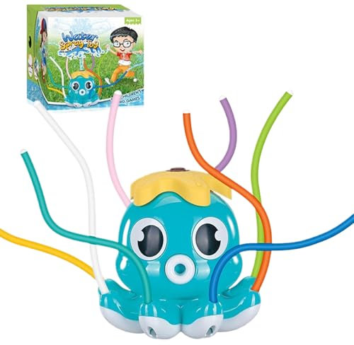 Kids Water Sprinkler, Octopus-Shaped Outdoor Yard Sprinkler with 8 Swinging Tubes, Fun Garden Sprayer Toy for Children Ages 3+, Perfect Pool, Backyard, School, Birthday, Travel