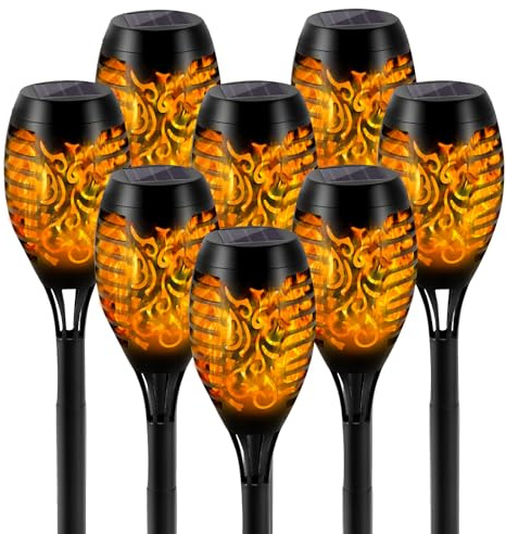 UNIFUN Solar Lights Outdoor Garden, 8 Pack Solar Flickering Dancing Flame, Waterproof Torch Lights Landscape Lighting for Garden Patio Yard Pathway Lawn Holiday Use