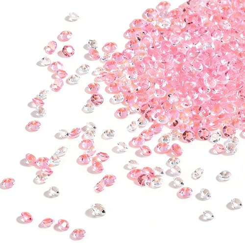 Tingliyi Acrylic Diamonds Crystal Beads Faceted Gems, Pink 4mm, 2000Pcs | Polished ABS Pearls, Enhances Handcrafted Jewelry Art, Suitable for Jewelry Makers and Handmade Necklaces
