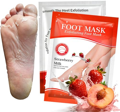 2 Paar Fußmaske, Hornhaut Entfernen Fuß, Hornhaut Socken, Sanft Fußpflege, zur Entfernung von Abgestorbene Haut, Feuchtigkeitsspendende Foot Masks für Damen & Herren(Rot)