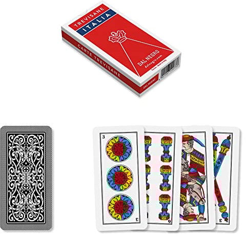 Dal Negro - Mazzo di carte regionali Trevisane Italia, composto da 40 carte in cartoncino, ideali per scopa e briscola.