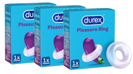 Durex Pleasure Ring - Dehnbarer Penisring aus angenehm weichem Silikon - Erotik Spielzeug für längeres und härteres Vergnügen, (3 x 1 Stück)